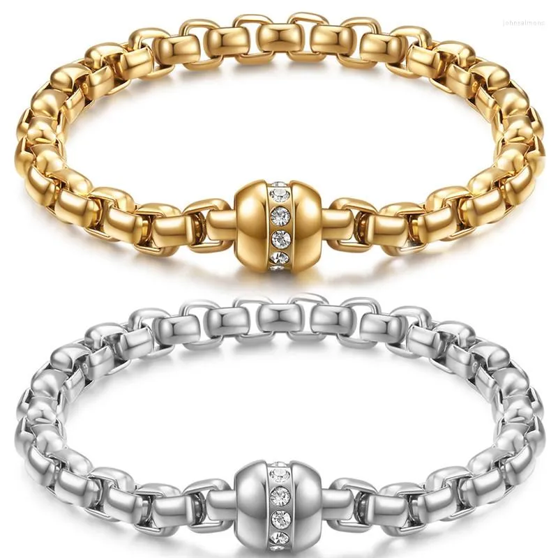 Link Bracelets ZORCVENS Vintage Magnetic Zircon Bracelet Gold Color Stainless Steel For Women Elegant Couples Wedding Jewelry Gifts