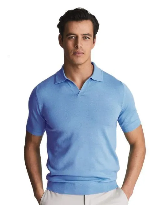 T-shirt maschile 100% Merino Wool Polo Shirt Uomini a manica corta maglietta aperta con colletto aperto Merino Strato di base Merino Strato traspirato Anti-Odor a secco a secco rapido 230812