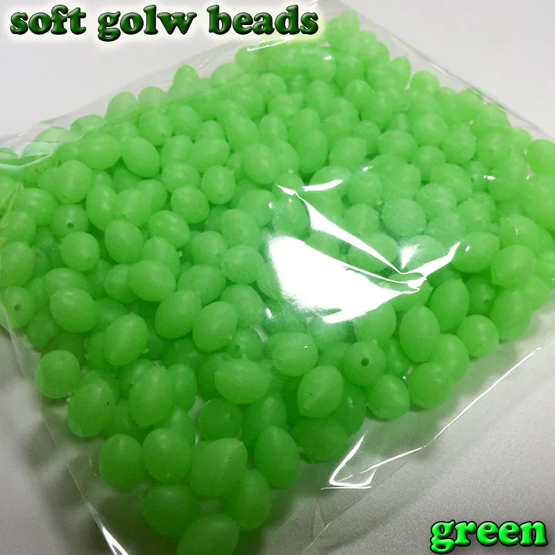 Baits Lures luminous shape beads soft green color premium quality size 3*4 4*6 5*8 6*8 6*10 7*10 8*12mm color green 1000pcs/lot 230812