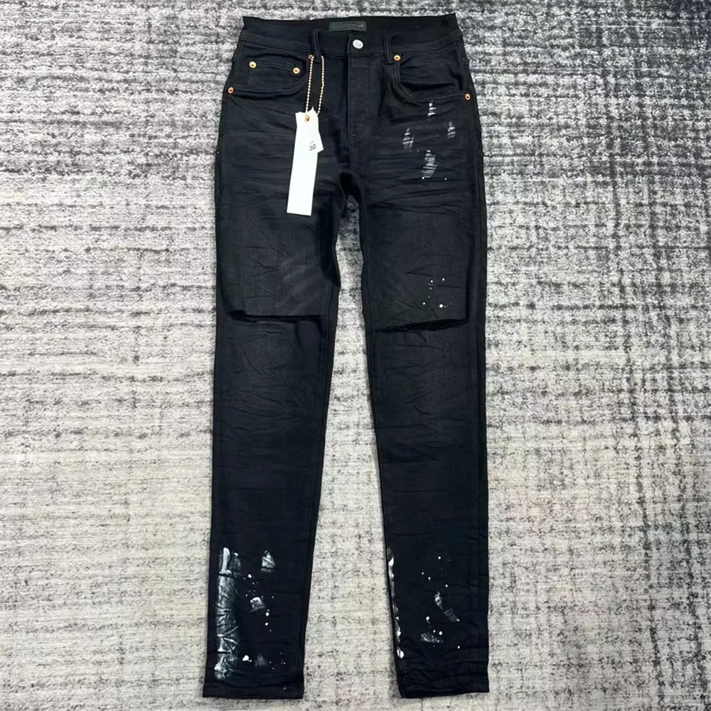 Paarse jeans mannen tag unisex heren designer jeans gescheurd skinny jeans broek voor heren dhgate gewassen oude kleding designer broek pantalones heren jeans luxe merk jeans