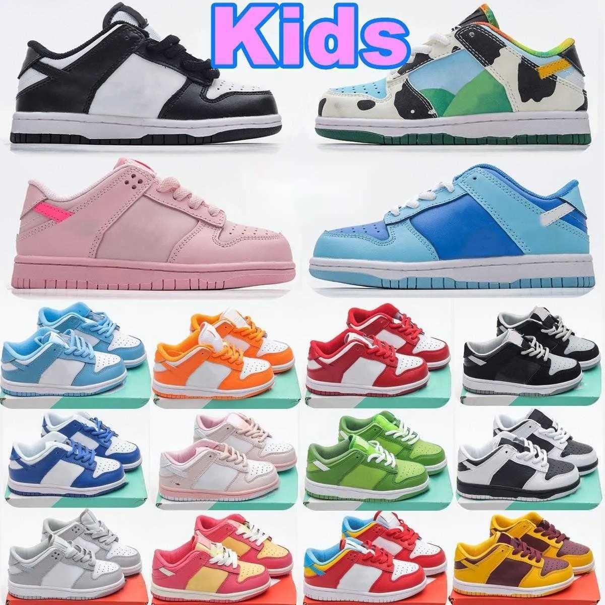 kids shoes low Toddler Sneakers Panda Chunky youth baby orange Boys Girls unc University Blue kid Designer shoe Childrens Triple Pink Trainers kids dunks