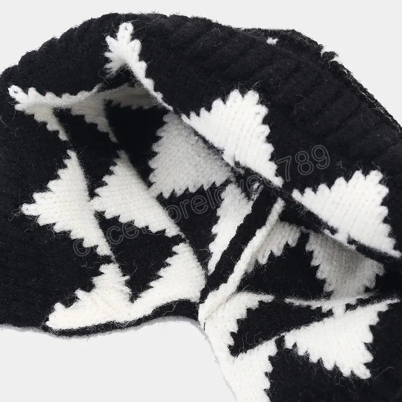 Chapéu de gorro harajuku japonês para mulheres meninas de malha branca de malha outono e inverno listrado listrado listrado tampa