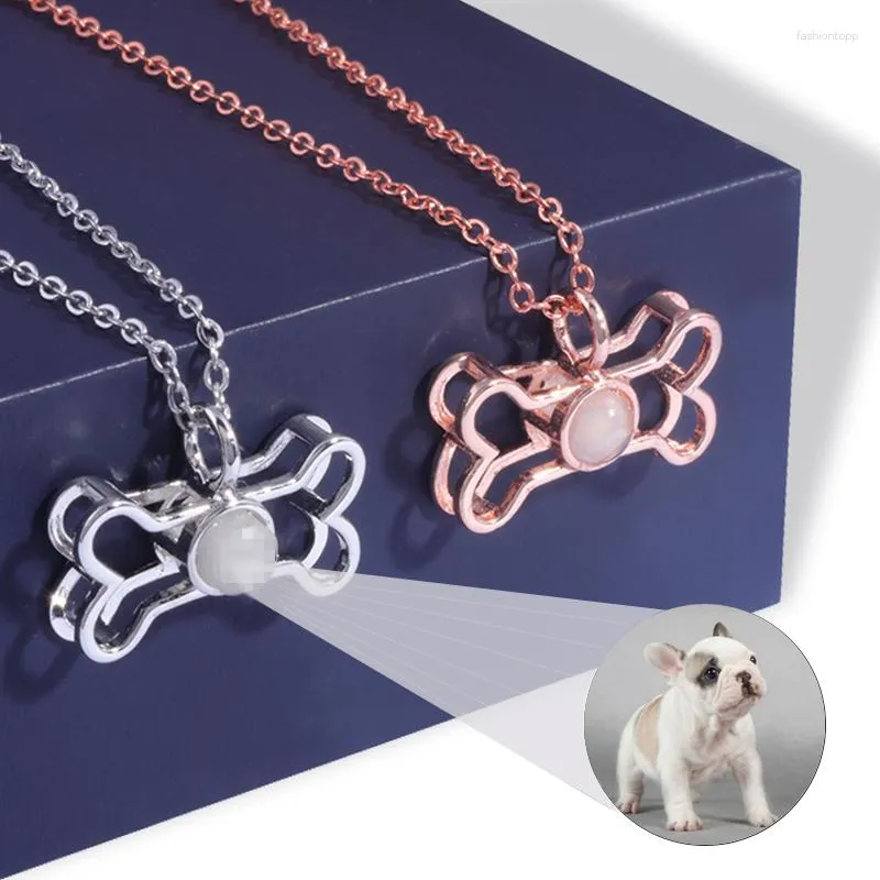 Anhänger Halsketten benutzerdefinierte Haustier PO Projektion Halskette Hunde Knochen 100 Sprachen Ich liebe dich Choker Memorial Geschenk