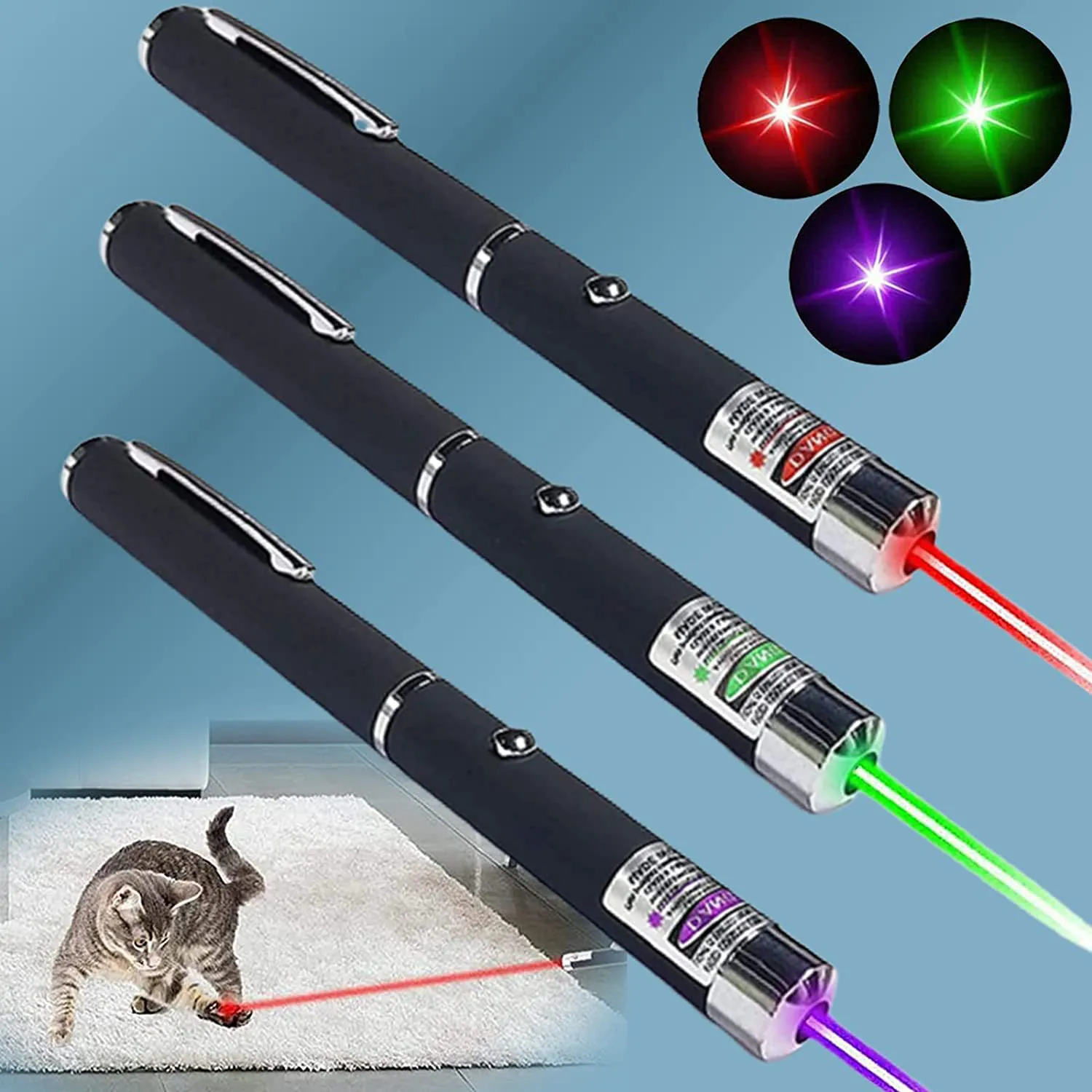 Laser Pointer for Cats, 3 Pack, Pet Kitten Dogs Laser Pen Toys Chaser Tease Pointer Pen for Cat Indoor Training Chaser Toys Pointer