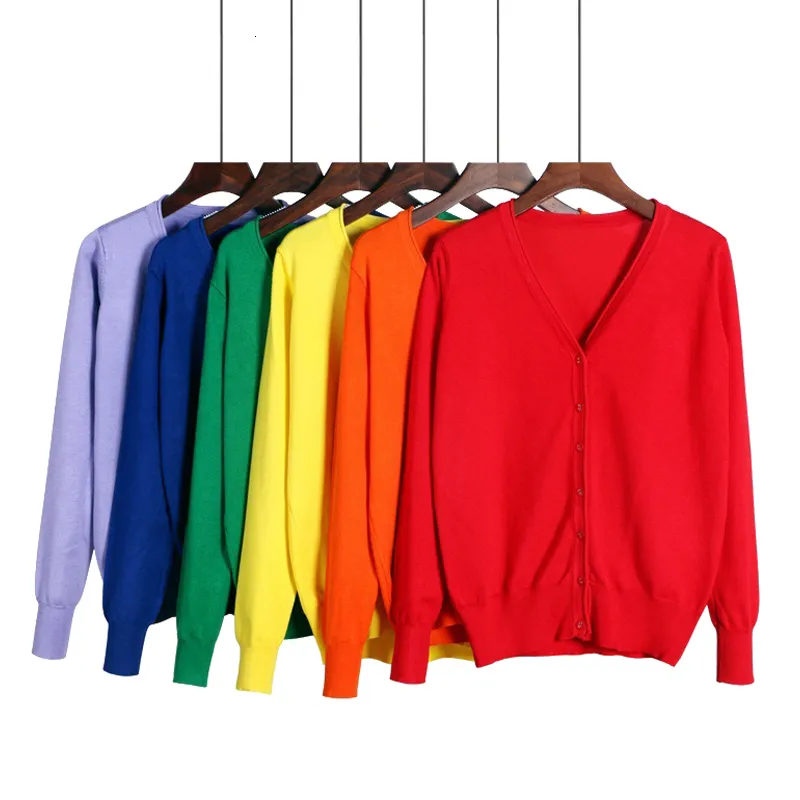 Kadınlar Sweaters Queechalle 25 Renk Örgü Hıritler Bahar Sonbahar Hırdi Kadınlar Günlük Uzun Kollu Üstler V Boyun Katı Kazak Ceket 230812