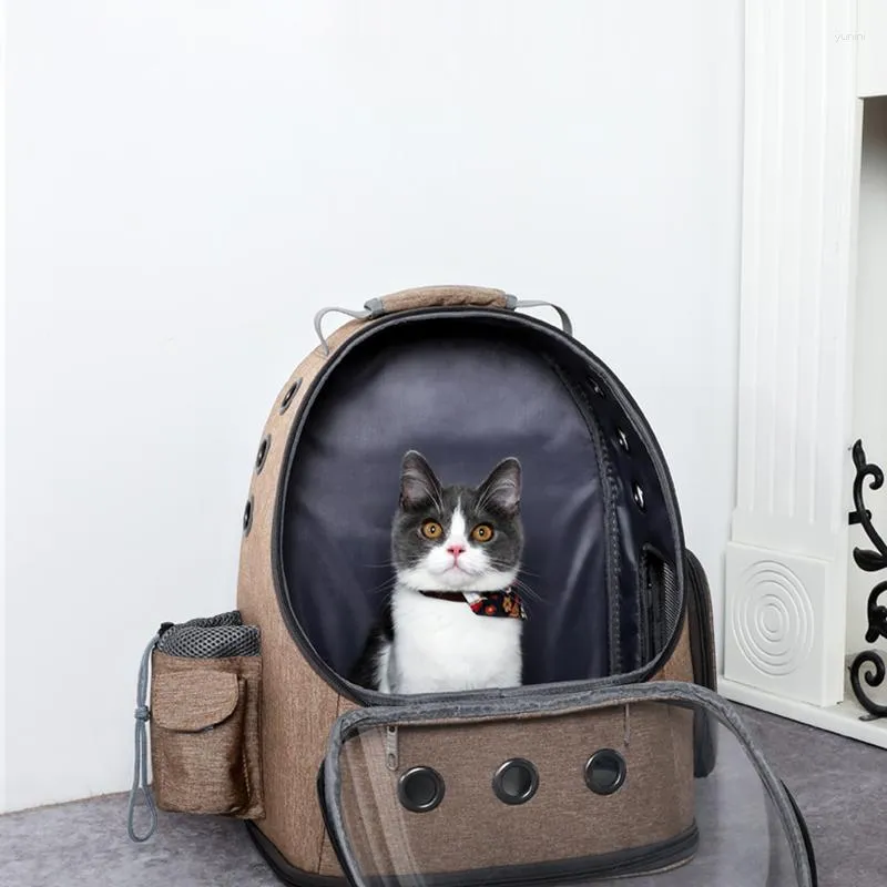 Transparent Cat Backpack Carrier Breathable Nylon Portable Capsule Design for Summer Fits Small Pets Zipper Closure