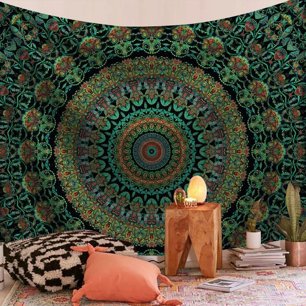 Tapestries India Mandala Tapestry Wall Hanging Boho Decor Wall Cloth Tapestries Psychedelic Hippie Night Moon Tapestry Mandala Wall Carpet 230812