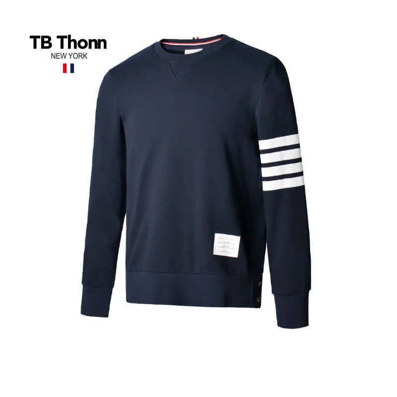 Modemärke TB Thonn Fashion Garn-färgad bomull Rund halströja 2023 Våren och hösten Casual for Men Women Lovers