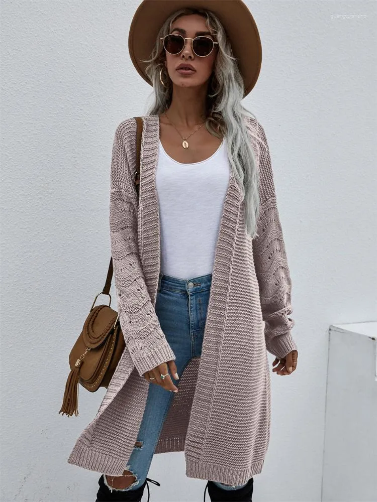 Women's Knits Long Cardigan Women Winter Sleeved Green Knitted Loose Casual Retro Coat Streetwear Sweater Top Korean Fashion