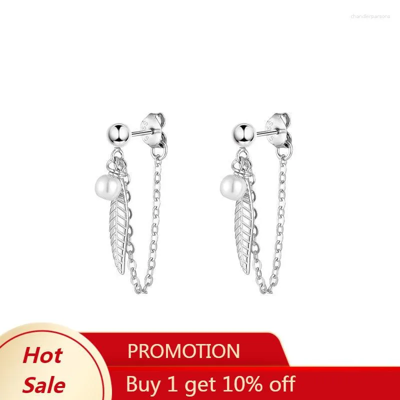 Boucles d'oreilles 925 Pertes à longue chaîne en argent sterling pour femmes pour femmes filles douce minimaliste fine bijoux fête