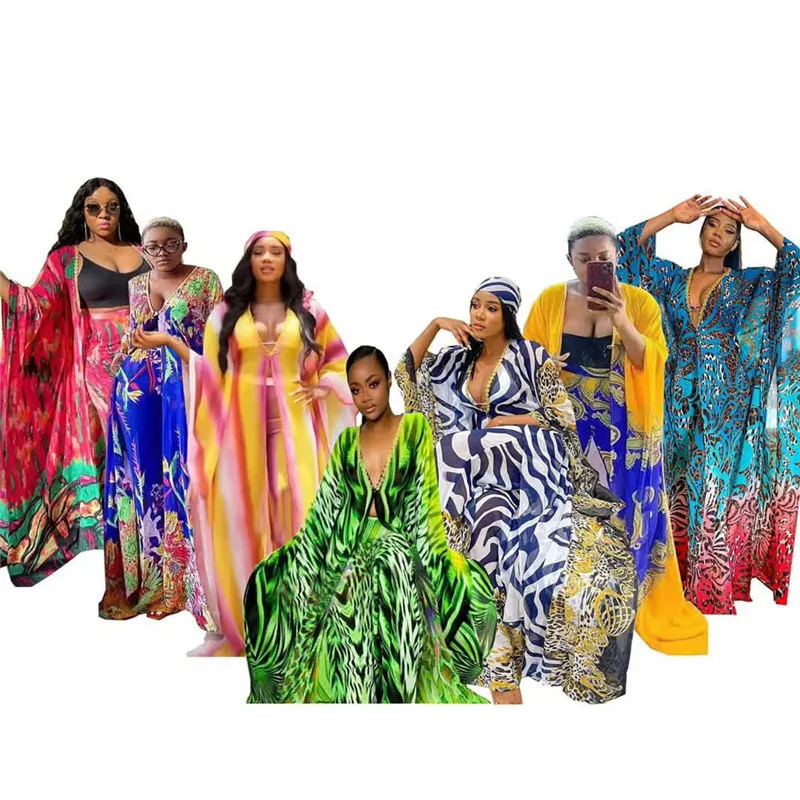 Kvinnors tvåbitar byxor mode sommar afrikanska klänningar för kvinnor två stycken byxa dashiki amerika damer långa abaya byxor kostymer klänning 230812