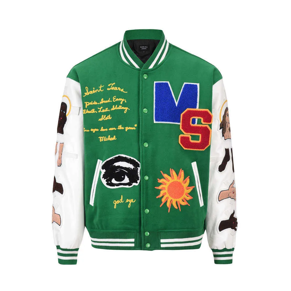 Diznew Varsity Custom Fashionable Individuality Applique Cloth Embroidery Baseball Coat Buttons on the Jacket