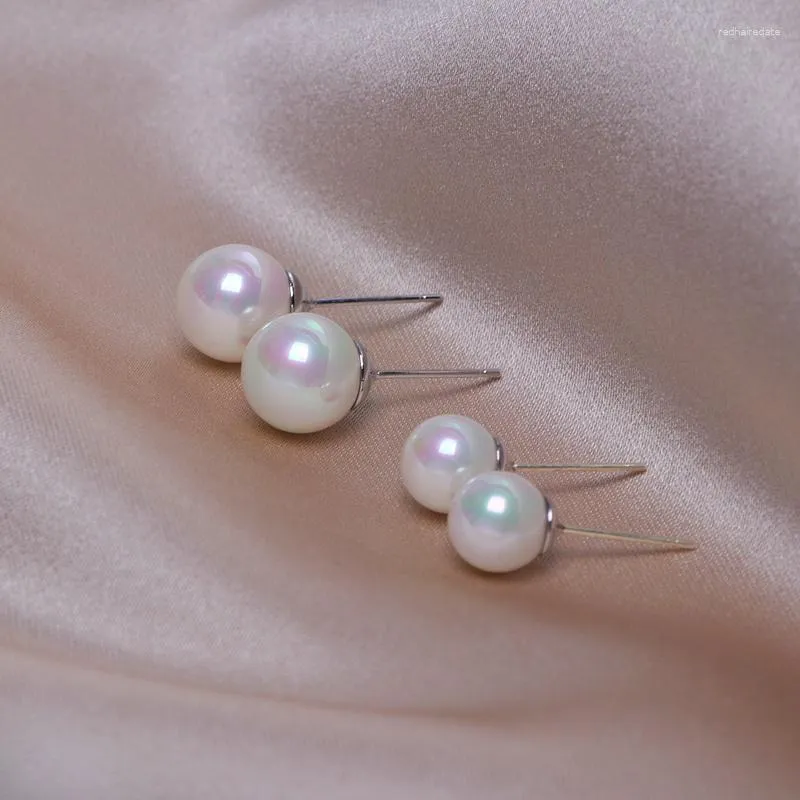 Orecchini per borchie 8mm 10mm Elegante classica White Pearl for Women Regali di gioielleria da sposa di alta qualità