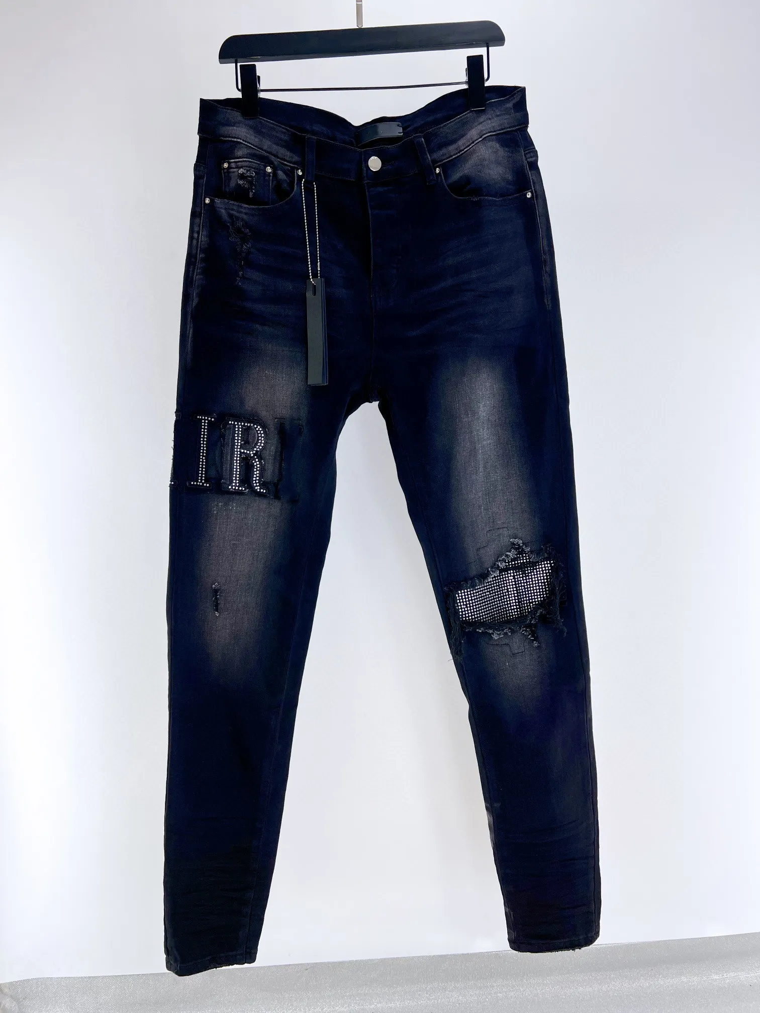 Jeans pour hommes designer de luxe smens jean hommes noirs cristal embelli jean déchiré marque de haute qualité pantalon pantalon de cowboy skinny