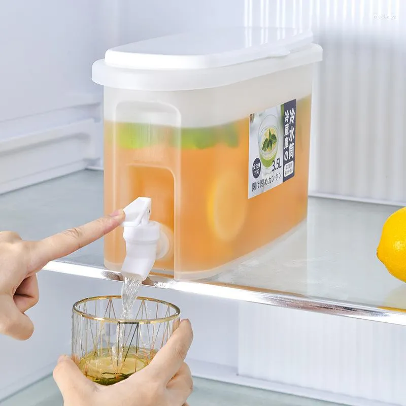 Vattenflaskor Kallkokare 3.5/5L med krankanna Lemonade Container Drink Dispenser för kylskåpets dryckshink