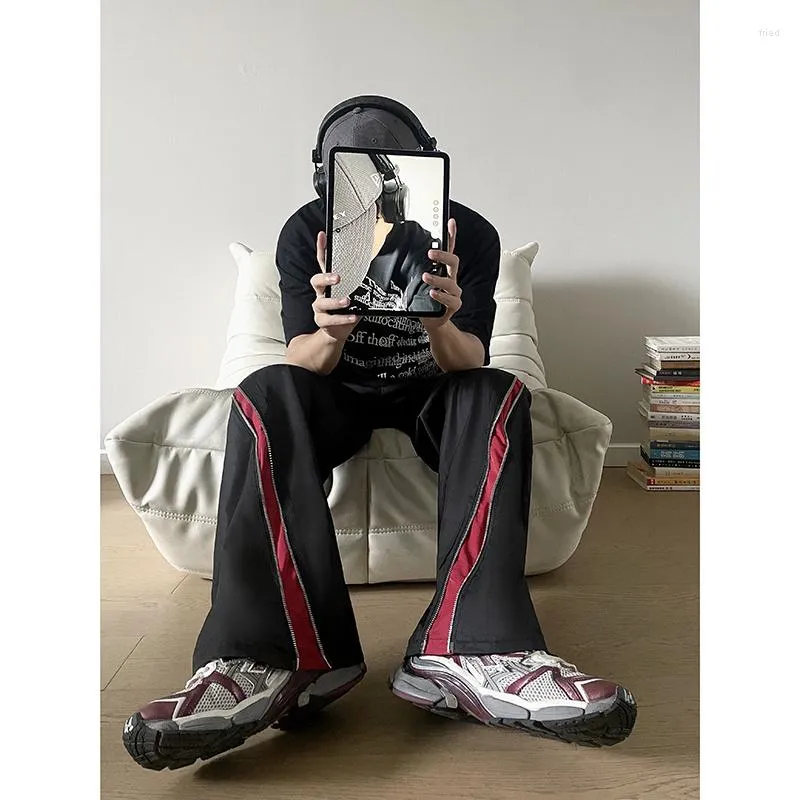 Black Oversized Mens Black Straight Leg Sweatpants With Wide Legs