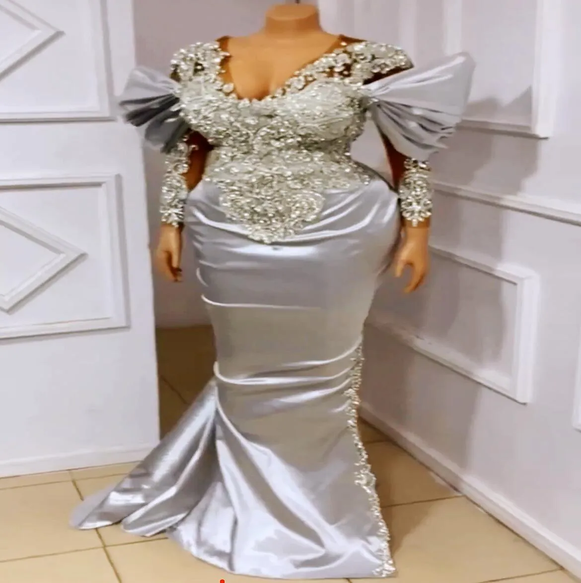Agosto de 2023 ASO Sier Sier Mermaid Prom Dress Lace Satin Fiesta Forma Formal Segunda recepción Vestidos de compromiso de cumpleaños Vestidos Robe de Soiree ZJ785 ES