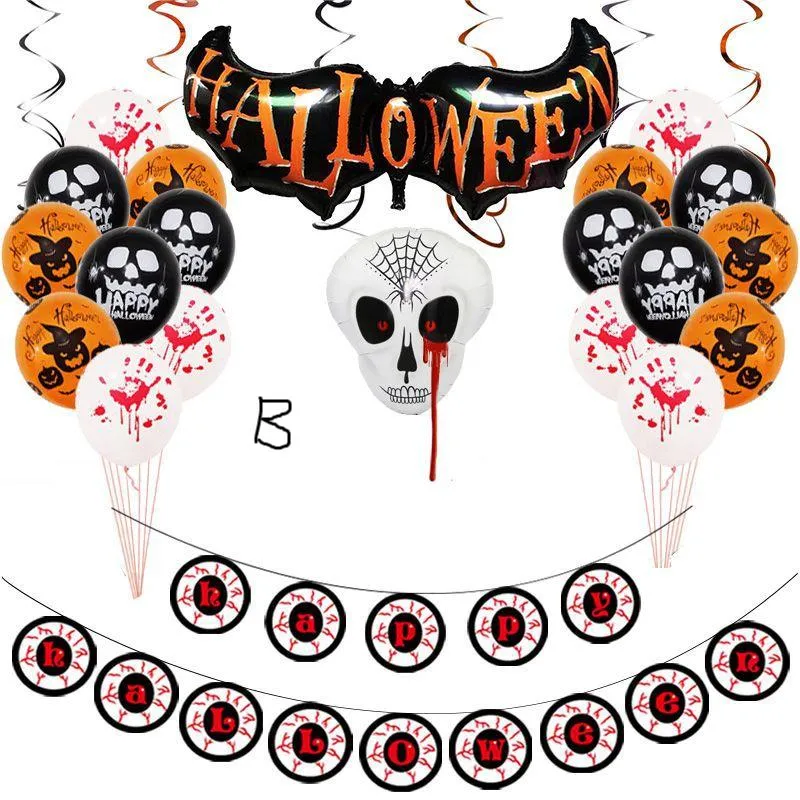 Halloween Party decorations aluminum film balloons mischievous tricks skull parties bat decorations background decoration