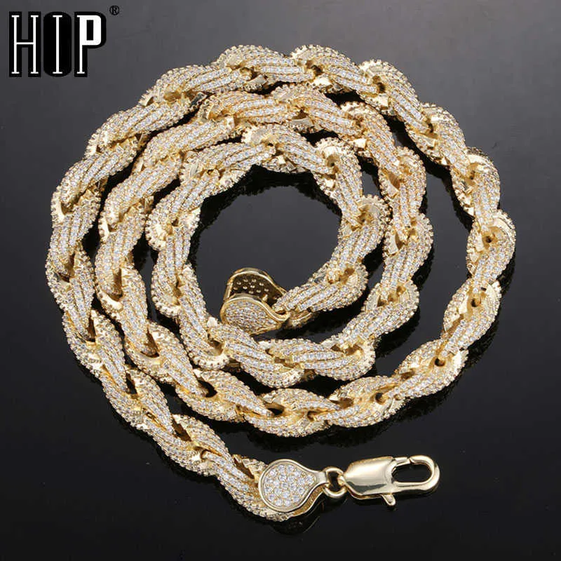 Hip Hop 8 mm bling aaa cubic zirconia corde twist chaîne glacée bracelet collier de luxe pour hommes