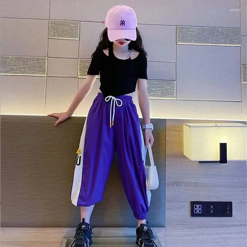 2023 Summer Pants And Top Set For Girls And Teens Crop Top And Irregular T  Shirt With Hip Hop Ankle Tied Pant Sizes 9 13 From Weiikeii, $16.96