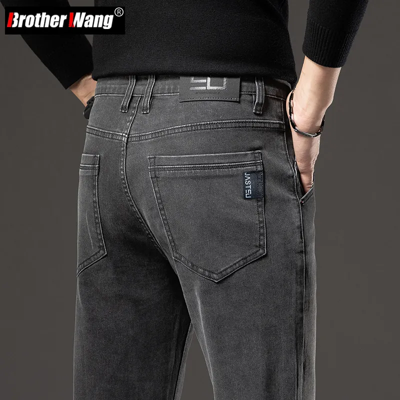 Jeans pour hommes Fashion Slim Fit Classic Grey Stretch Cotton Denim Pantalon Brand Business Casual Automn Male Trafle 230812