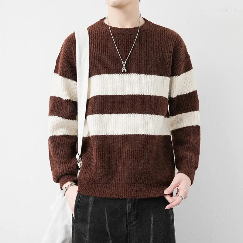 Men's Sweaters Winter Warm Sweater Men Trend Stitching Turtleneck Mens Pullover Thick Slim Fit Tops Knitted Jumper 2023