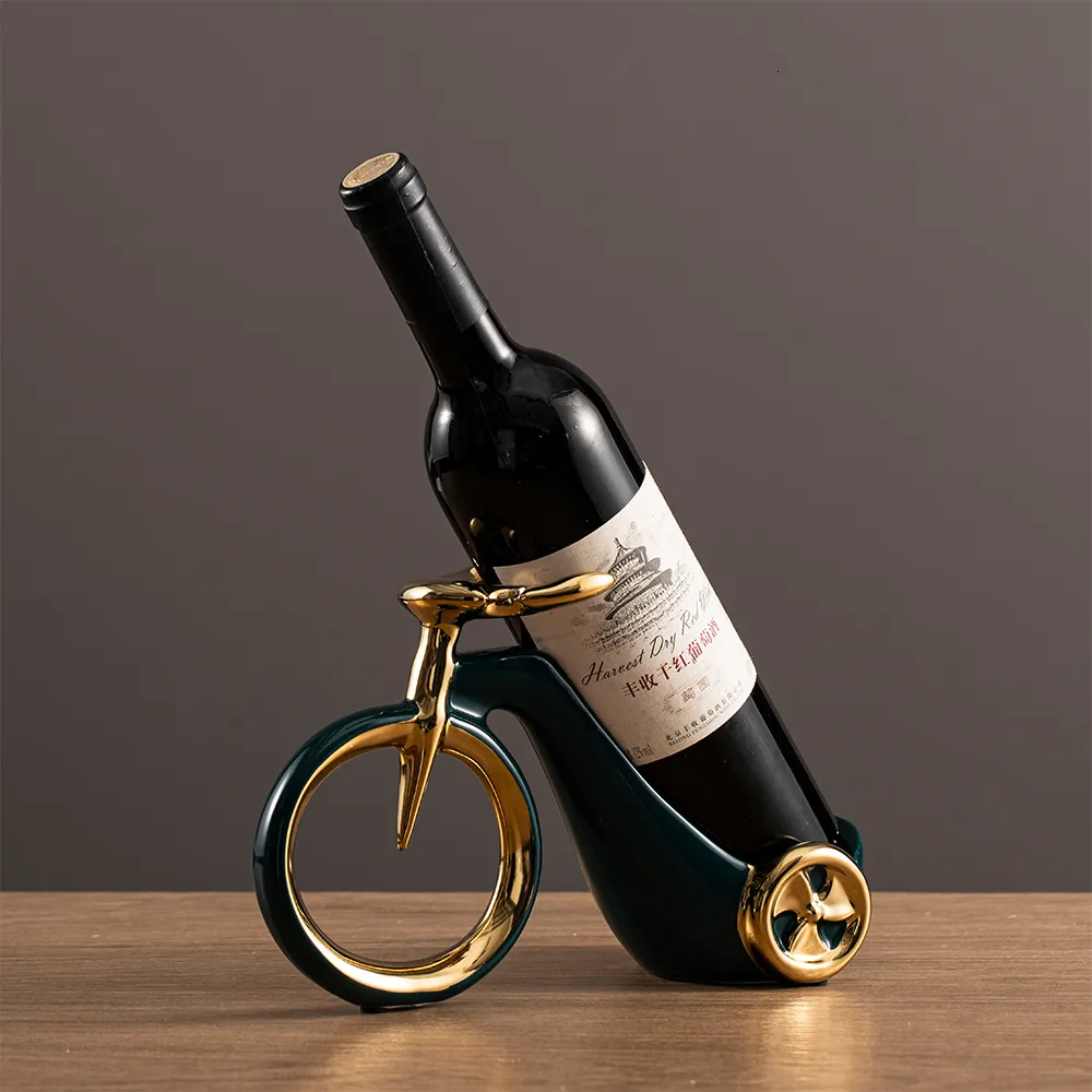 Decorative Objects Figurines Ceramic Bicycle Wine Rack Creative Craft Design High-end Office Wine Cabinet Decoration Modern Wine Holder Modern Home Decor 230812