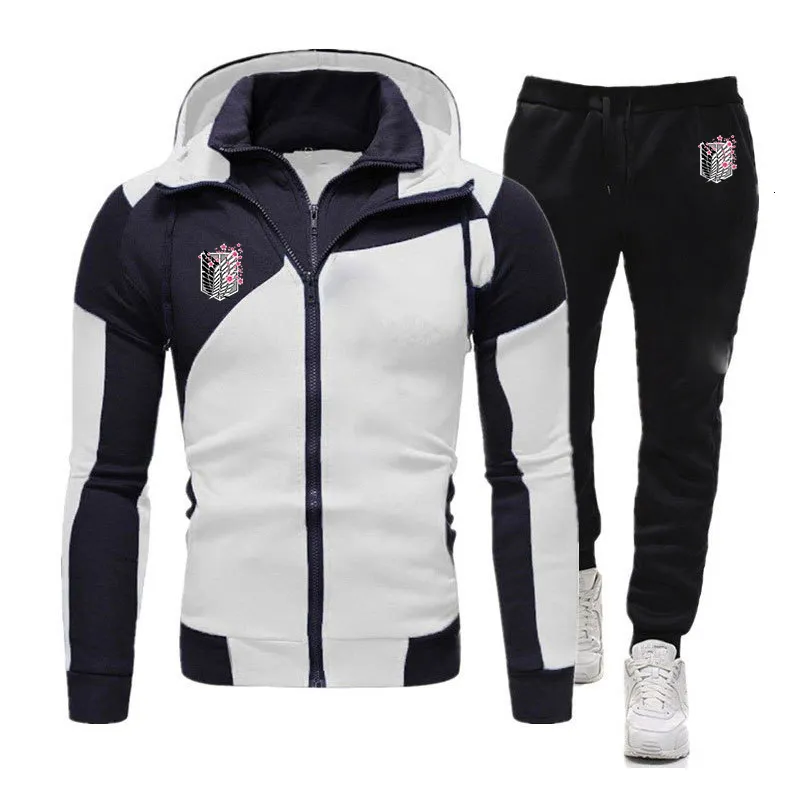 Attack on Titan Tracksuit for Men Anime Print Hoodie Pants Set