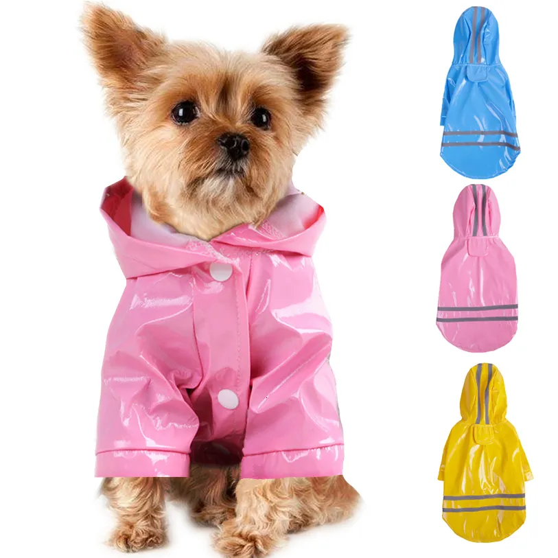 Ubrania dla psa Summer Outdoor Puppy Rain Coat SXL Hoodood Waterproof Jackets Pu Rain Coat for Dogs Cats Ubrania odzieży Hurtowa 230812