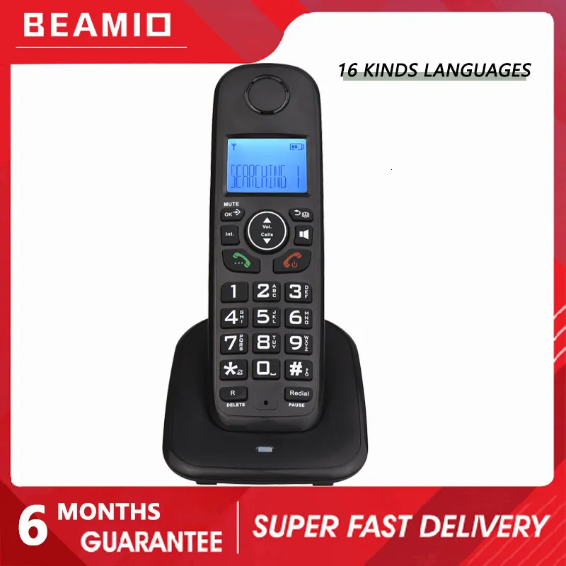 Telefoner Beamio Wireless Phone med Multi Language Call ID Handfree Backlight Phone för Home Office Desktop Black 230812