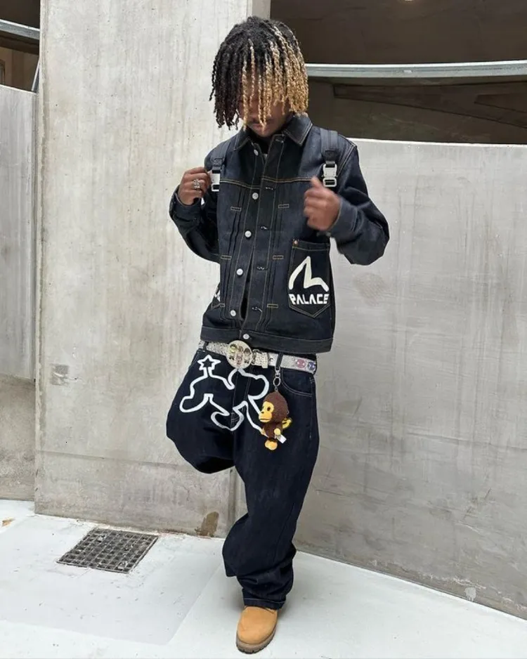 Men's Pants Y2K Jeans Streetwear Harajuku Hip Hop Cartoon Graphic Print Baggy Black Men Women 2023 Gothic Wide Leg Trousers 230812