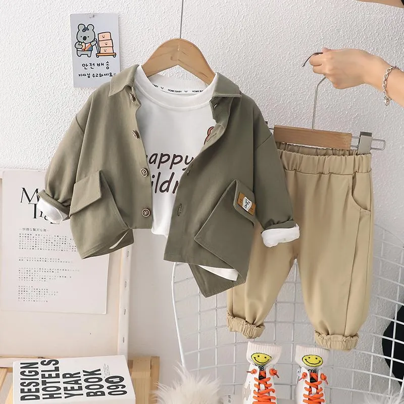 Kleidungssets Ienens Herbst Kids 3PCS Mantel Tees Hosen Anzüge Kinder Casual Wear Boy Langarm Kleidung 1 2 3 4 Jahre