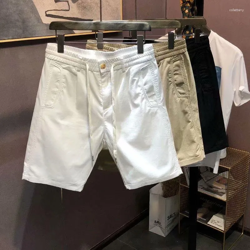 Mäns shorts 2023 sommar avslappnad lös arbetskläder fast färg snabb torkning rak fat strandkläder