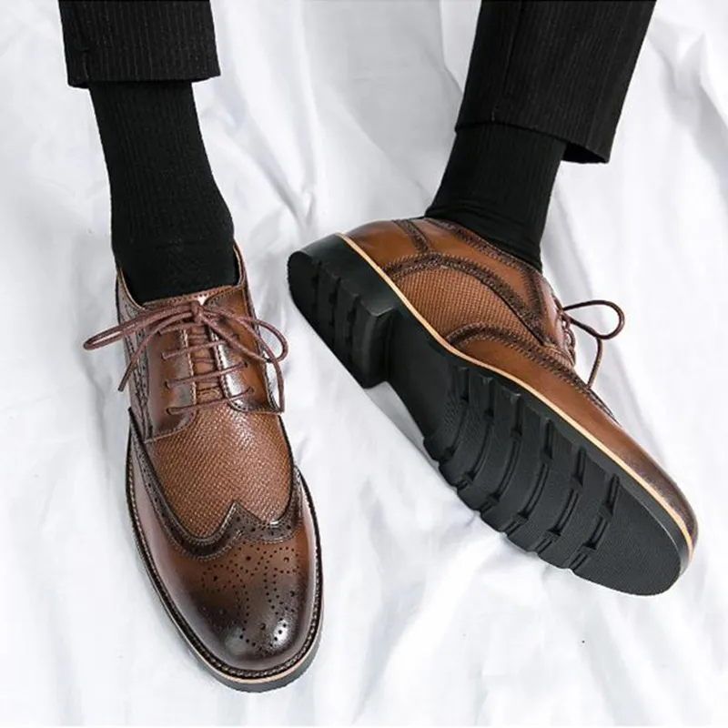 Wholesale Mens Wingtip Oxford Dress Shoes Handmade Black  display picture 1