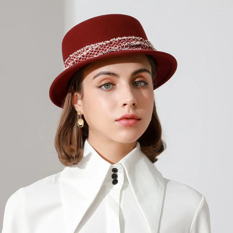 Bérets x4030 British Style Woolen Top Hat Women Fedora Caps Fedora Capes Adult Loisure Dome Bucket