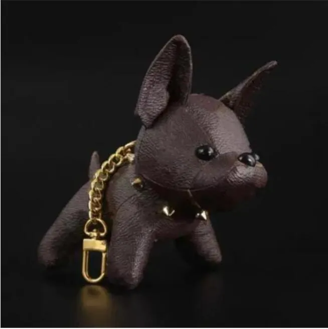 Cartoon Animal Dog Keychain Accessories Keychain Pu Leather Letter Mönster bil Keychain Jewelry Presentlåda