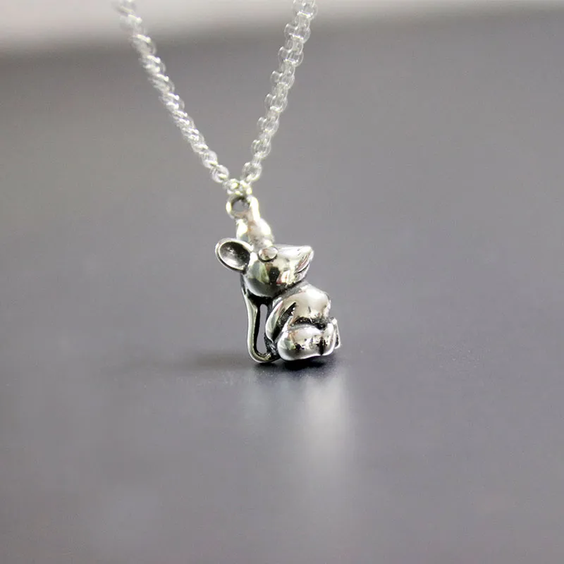 Everfast 5pc/Lot DIY Vintage 3D Mouse Stainless Steel Custom Pendant Chinese Culture Animal Zodiac Rat Necklace Men Women Memorial Jewelry SN196