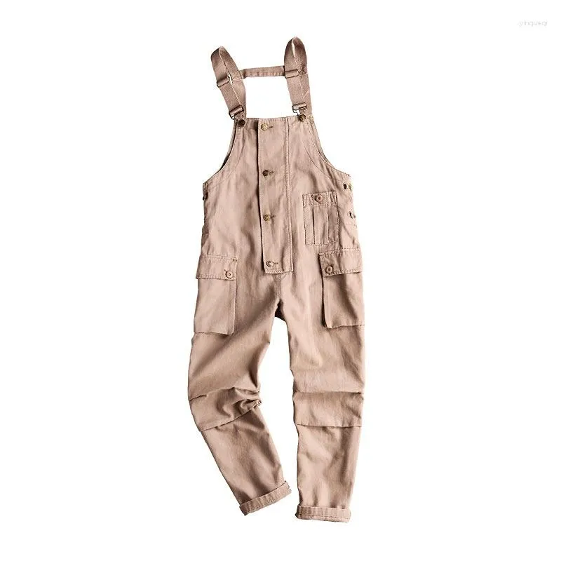 Mäns byxor Lossa passande fast färgarbetdräkt Jumpsuit Koreansk ungdom Hip-Hop Street Clothing Stor ficka