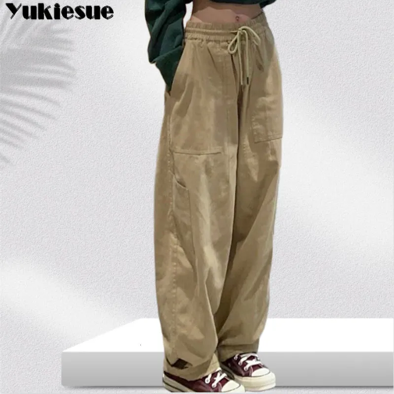 Kvinnor byxor capris vintage last kvinnor khaki breda ben kvinnor harajuku baggy sweatpants hip hop byxor dragskon streetwear pantalon 230812