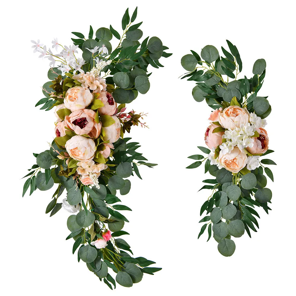 Decoratieve bloemen kransen bruiloftdecoratie set kunstmatige bloem roze pioen pioenhuis decoratie gastkaart decoratie bruiloft boog decor 230812