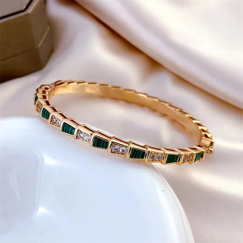 Luxury heart bracelet gold bangle designer Diamond bracelets for women Snake Womens designer jewelry Stainless Steel mens bracelet engagement wedding gift D-54508