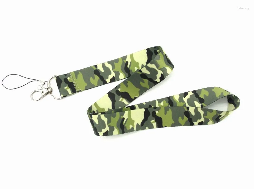 キーチェーン迷彩camouflageネックストラップ携帯電話IDホルダーバッジリボングリーンとグレー