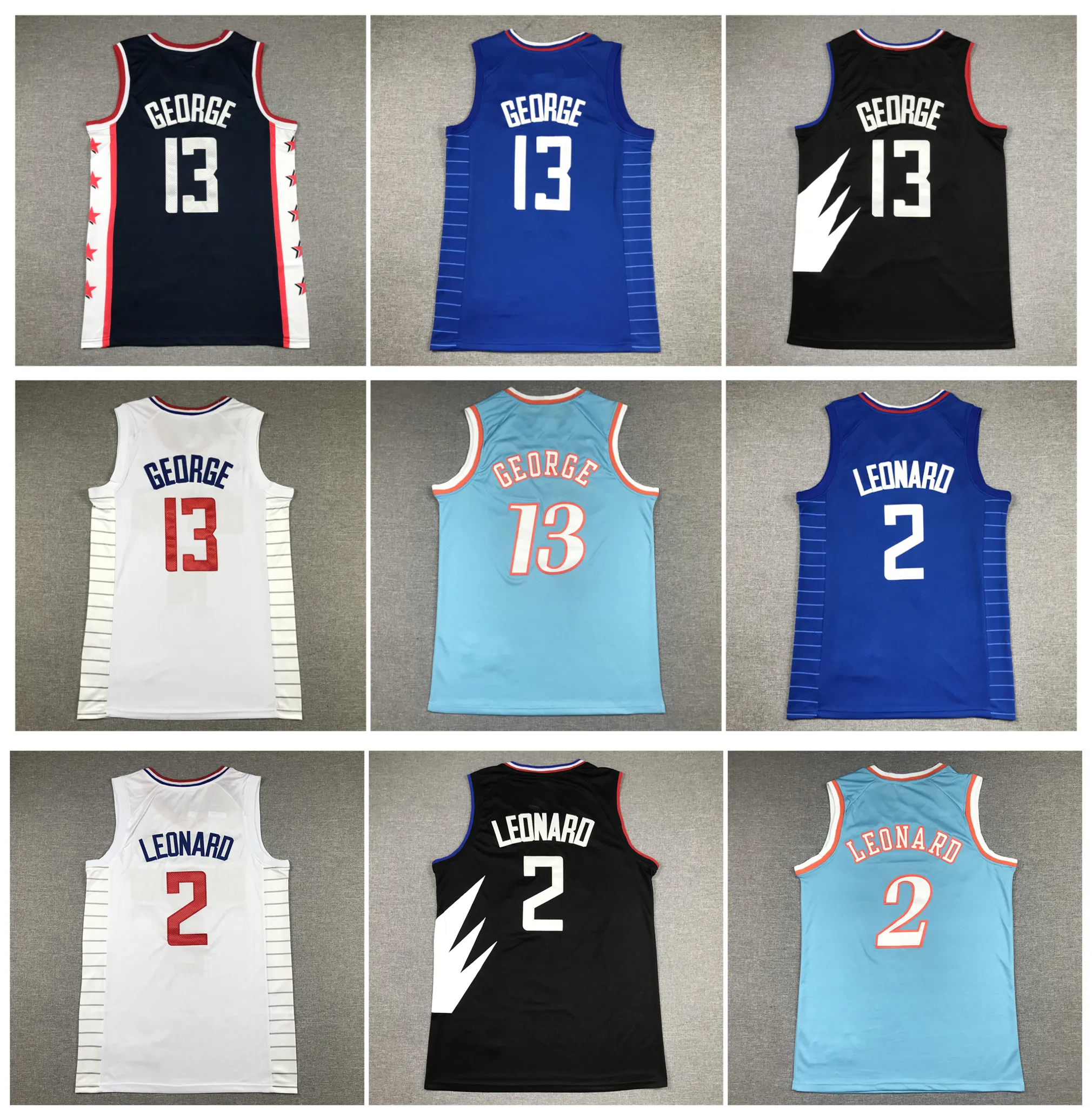 Kawhi Leonard Clipper Basketball-Trikot Los Paul George Angeles Blau Weiß Schwarz S-XXL