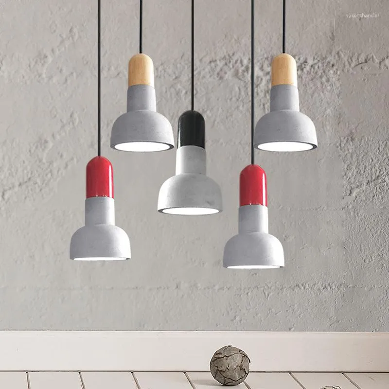 Pendant Lamps Nordic Cement Small Lights Industrial Retro Cafe Bar Creative Led Hanglamp Restaurant Home Decor Kitchen Hanging