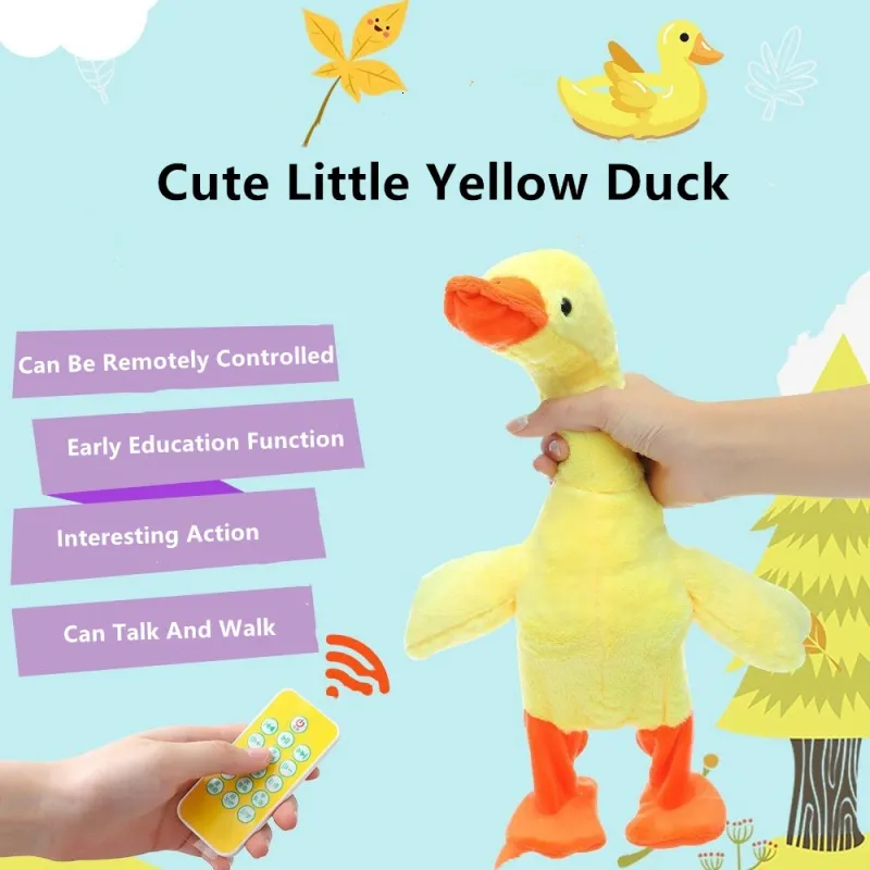 Electricrc Animals Wireless Remote Control Duck Toy Rc Plush Yellow Can Walk Learn Impare a parlare Sing Electric Baby Kids Toys 230812