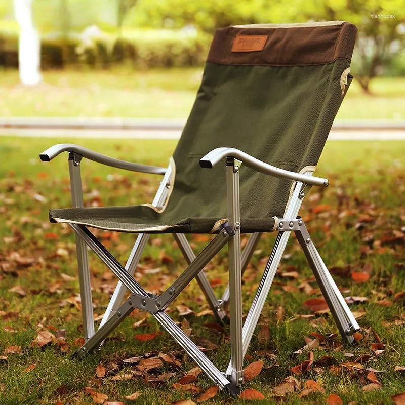 Camp Furniture Outdoor Folding Chaise Lounge Protable High Back Camping Recliner Armchair Beach Chair Double-layer 600D Oxford Aluminium