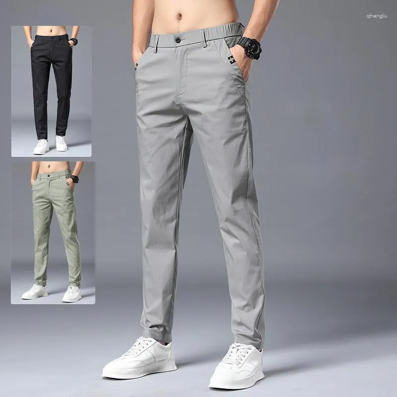 Erkekler Pantolon Erkekler Rahat İngiltere tarzı düz renkli düz ince uygun resmi klasik ofis iş pantolon artı boyutu
