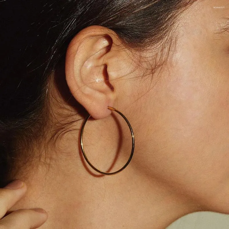 Orazio 40mm Big Circle Hoop Earrings For Women Large Stainless