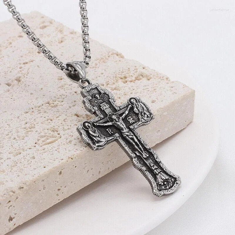 Large Orthodox Silver Crucifix Cross Necklace Pendant for Men Mens 925  Sterling Silver Cross Christian Greek Jesus Cross Pendant for Men - Etsy  Denmark