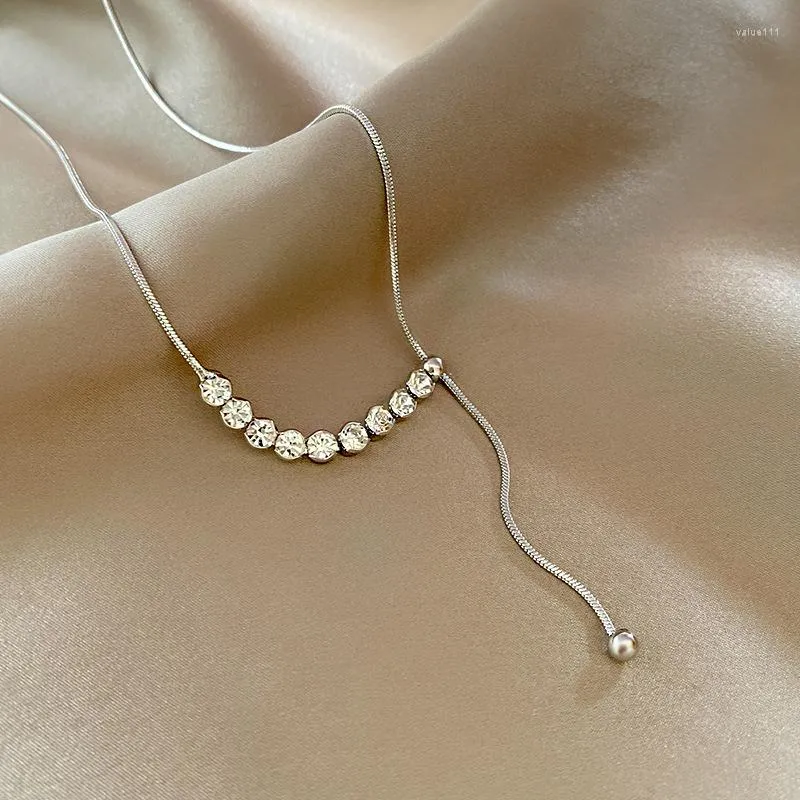 Naszyjniki wisiorek Koreańskie modne okrągły cyrkon srebrny kolor Naszyjnik moda łańcuch liny luksusowe akcesoria Dziewczyny Niezwykła biżuteria